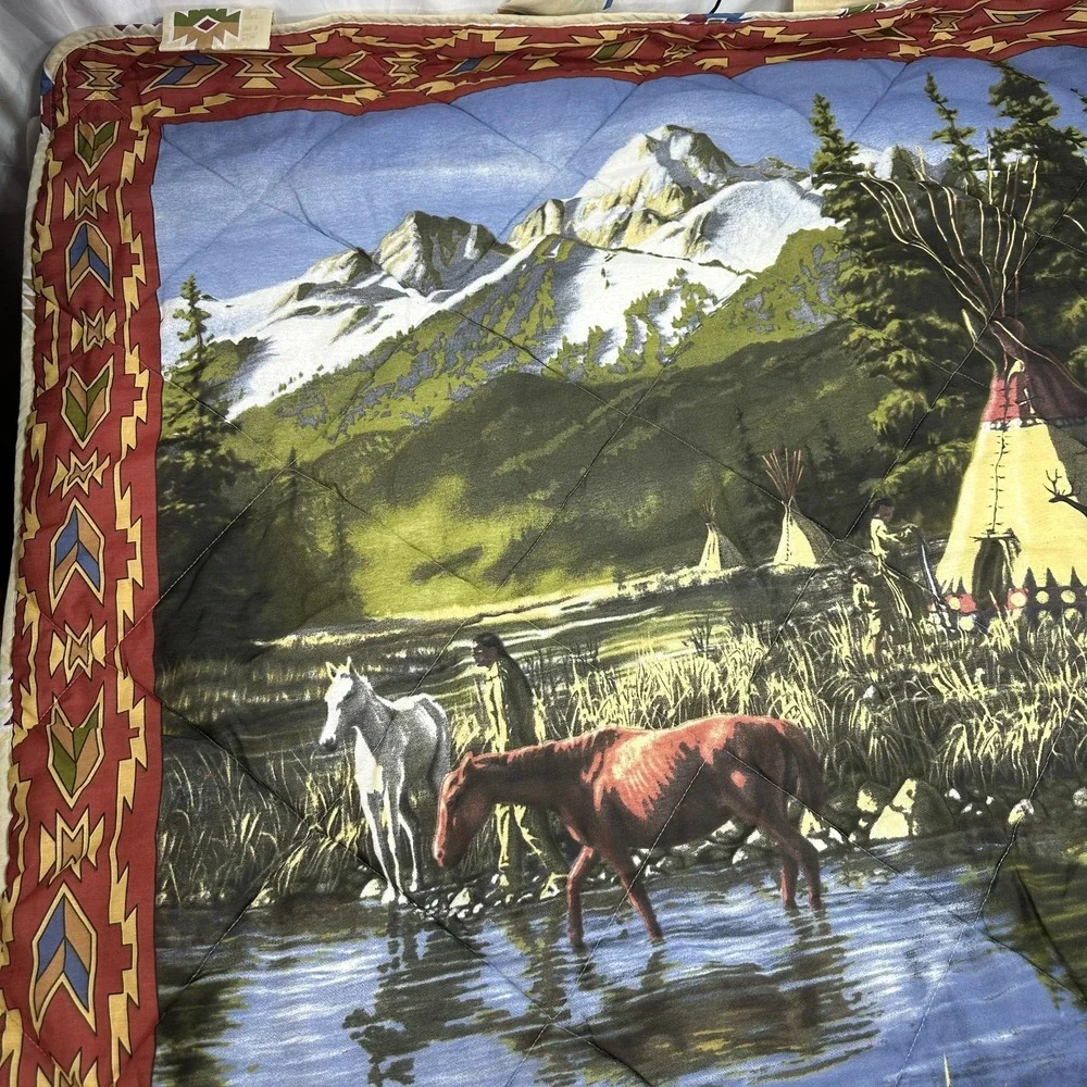 James Hautman Western Quilt Wall Hanging Nonstandard Multicolor Horses Native